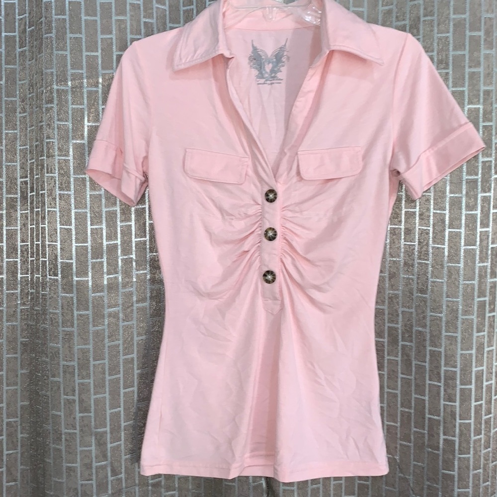 Pink collared T